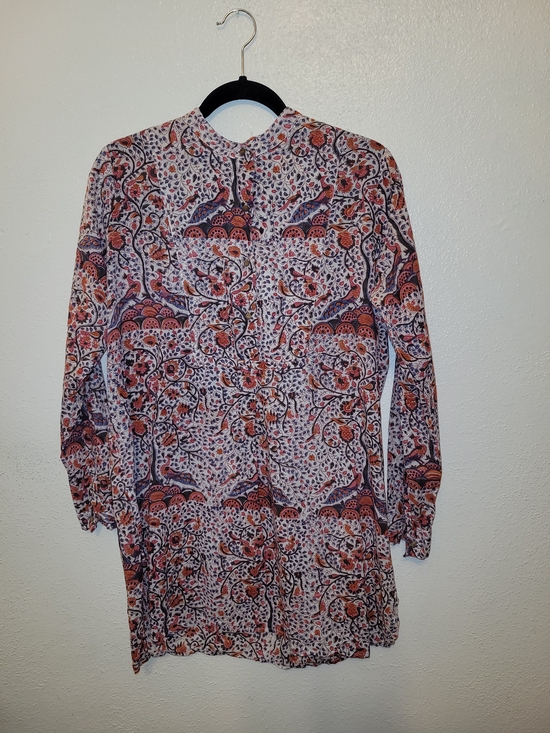 Elizabeth James Tops - Pacific & Rose Elizabeth James Bird Floral Block Print Cotton Tunic Blouse L/XL